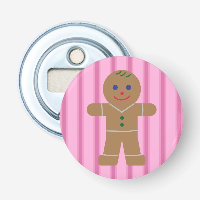 Spaß und Extravagant Pink Gingerbread Man Flaschenöffner (Vorderseite)