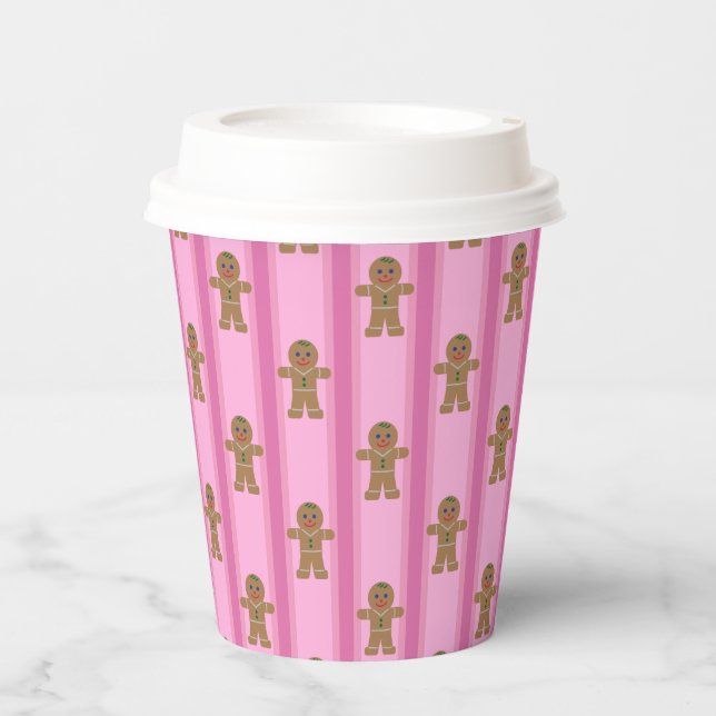 Spaß und Extravagant Pink Gingerbread Man Pappbecher (Vorderseite)