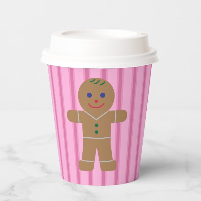 Spaß und Extravagant Pink Gingerbread Man Pappbecher (Vorderseite)