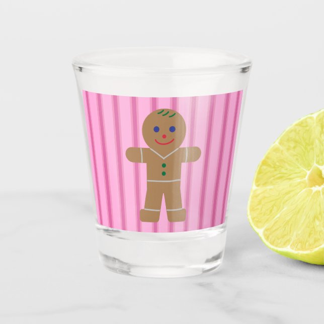 Spaß und Extravagant Pink Gingerbread Man Schnapsglas (Vorderseite)