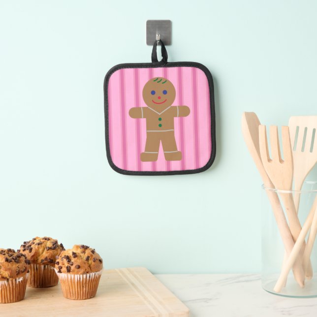 Spaß und Extravagant Pink Gingerbread Man Topflappen (Insitu (Hängend))