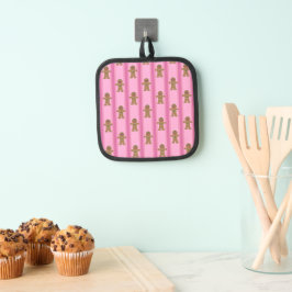 Spaß und Extravagant Pink Gingerbread Man Topflappen