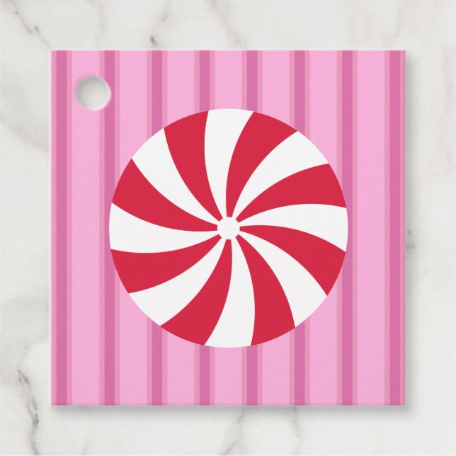 Spaß und Extravagant Pink Weihnachten Pfefferminzb Geschenkanhänger (Vorderseite)