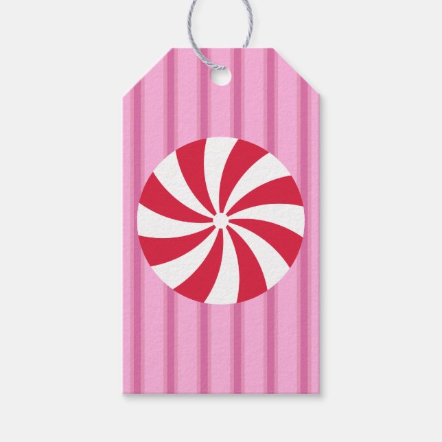 Spaß und Extravagant Pink Weihnachten Pfefferminzb Geschenkanhänger (Vorderseite)