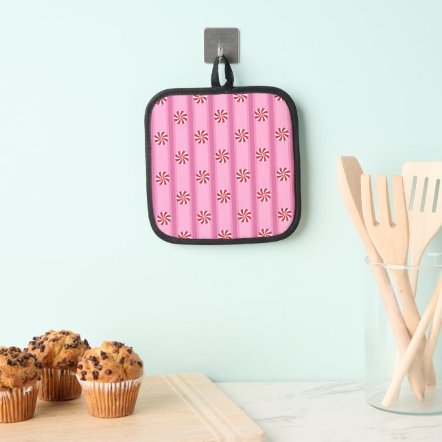 Spaß und Extravagant Pink Weihnachten Pfefferminzb Topflappen (Insitu (Hängend))