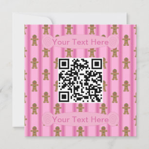 Spaß und Extravagant rosa Lebkuchen Mann QR-Code Einladung