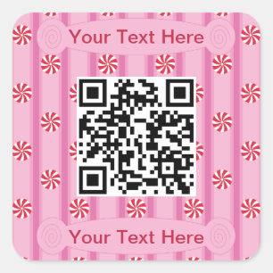 Spaß und Extravagant rosa Pfefferminzcode QR Quadratischer Aufkleber