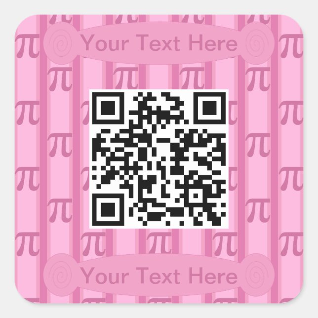 Spaß und Extravagant rosa PII 3.142 QR-Code Quadratischer Aufkleber (Vorderseite)