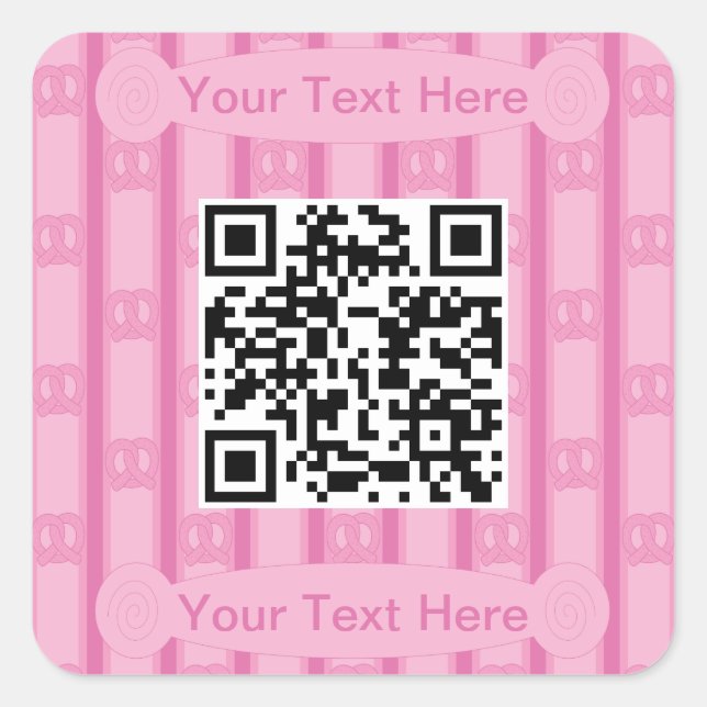 Spaß und Extravagant rosa Prätzel QR Quadratischer Aufkleber (Vorderseite)