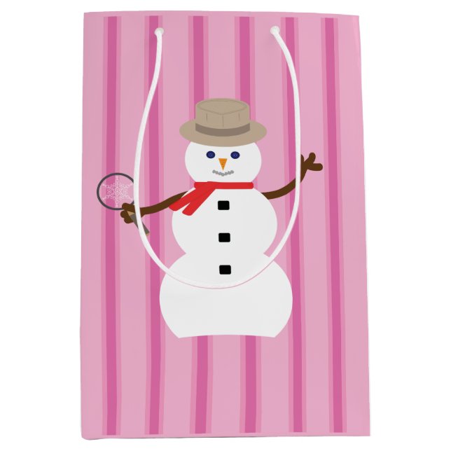 Spaß und Extravagant rosa Schneemann Detektiv Mittlere Geschenktüte (Vorderseite)