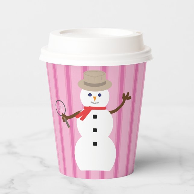 Spaß und Extravagant rosa Schneemann Detektiv Pappbecher (Vorderseite)