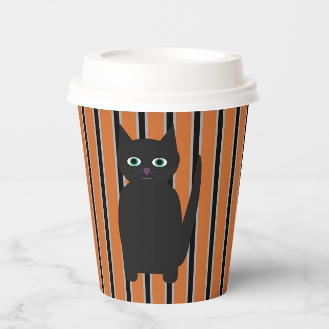 Spaß und Extravagante Halloween-Schwarzkatzen Pappbecher (Vorderseite)