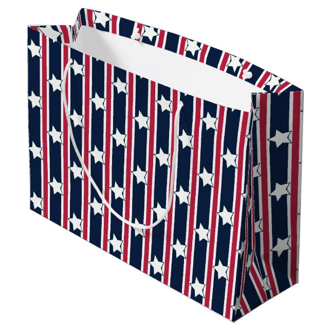 Spaß und Extravagante Patriotische US Flagge Große Geschenktüte (Rückseite Schrägansicht)