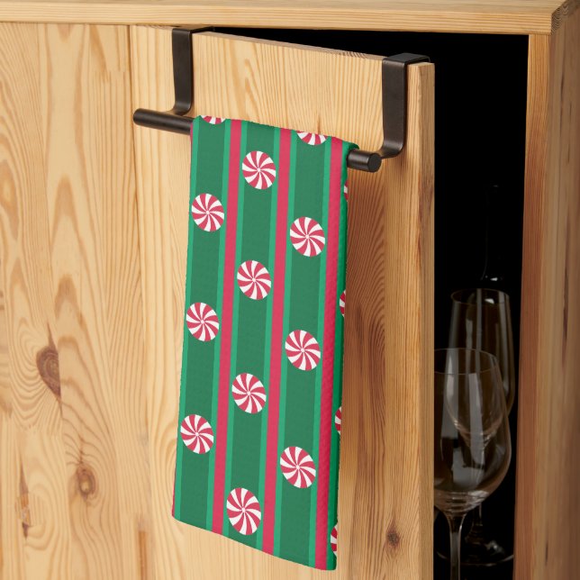 Spaß und Extravagante Weihnachten Pfefferminzbonbo Geschirrtuch (Drittel gefaltet)