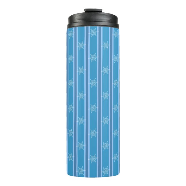 Spaß und Extravaganter Blaue Schneeflocke Thermosbecher (Vorderseite)