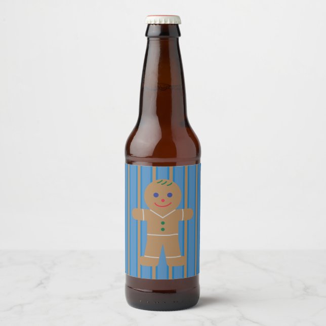 Spaß und Extravaganter Lebkuchenmann Bierflaschenetikett (Vorderseite)