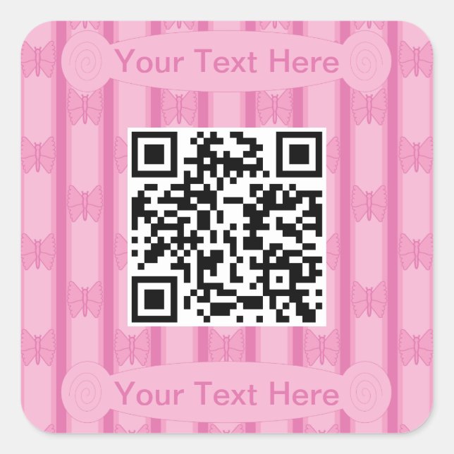 Spaß und Extravaganter Schmetterling QR Code Quadratischer Aufkleber (Vorderseite)
