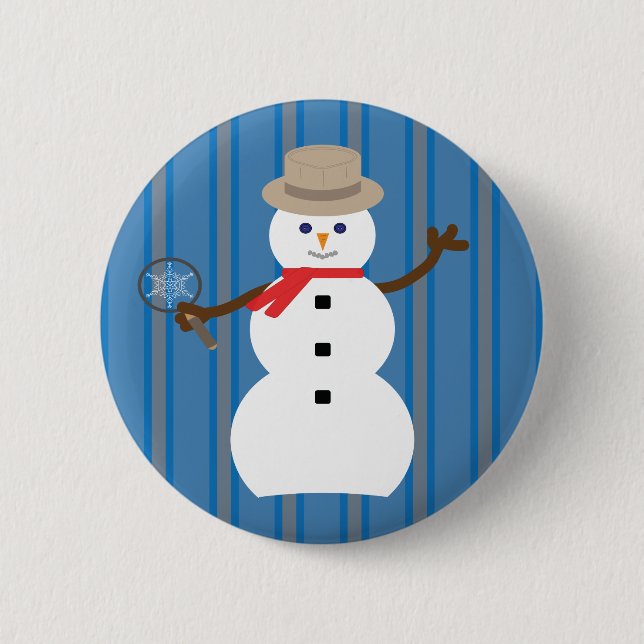 Spaß und Extravaganter Schneemann Detektiv Button (Vorderseite)