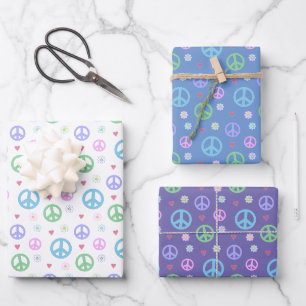 Spaß und Extravagantes Friedenszeichen, Blume & He Geschenkpapier Set
