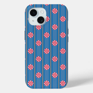 Spaß und Fancy Blaue Weihnachts-Pfefferminzbonbons Case-Mate iPhone Hülle