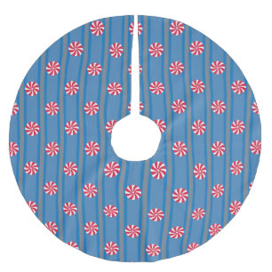 Spaß und Fancy Blaue Weihnachts-Pfefferminzbonbons Polyester Weihnachtsbaumdecke