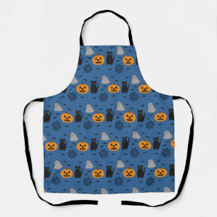 Spaß und fancy Halloween-Katz-Geist-Kürbis-Web Schürze