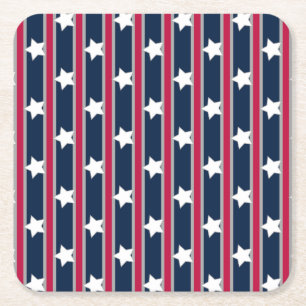 Spaß und Fancy Patriotische Sterne und Streifen Rechteckiger Pappuntersetzer