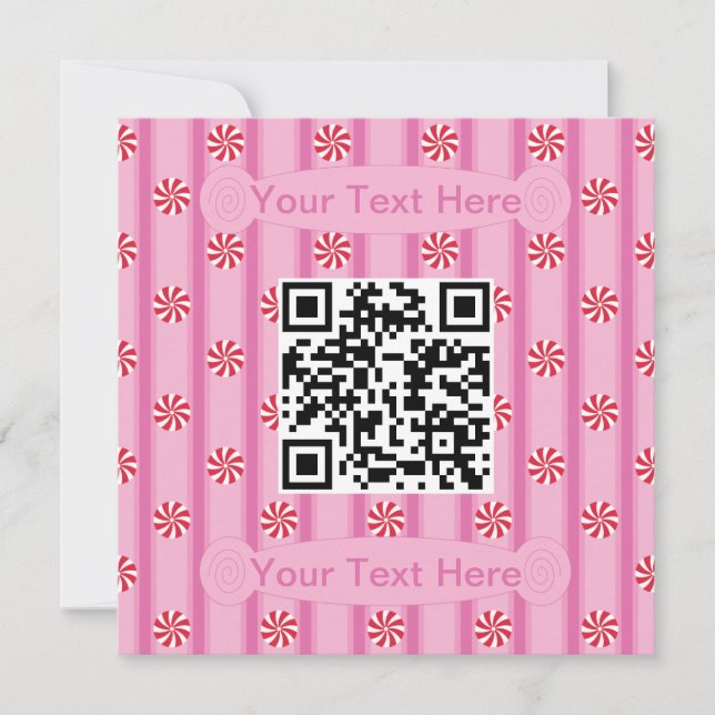 Spaß und Fancy Pink Pfefferminz QR Code Einladung (Vorderseite)