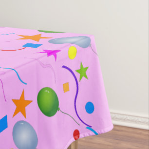 Spaß und farbenfrohe Ballons und Sterne auf PINK Tischdecke