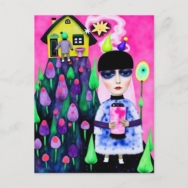 Spaß und farbenfrohe Mischmedien Postkarte (Vorderseite)