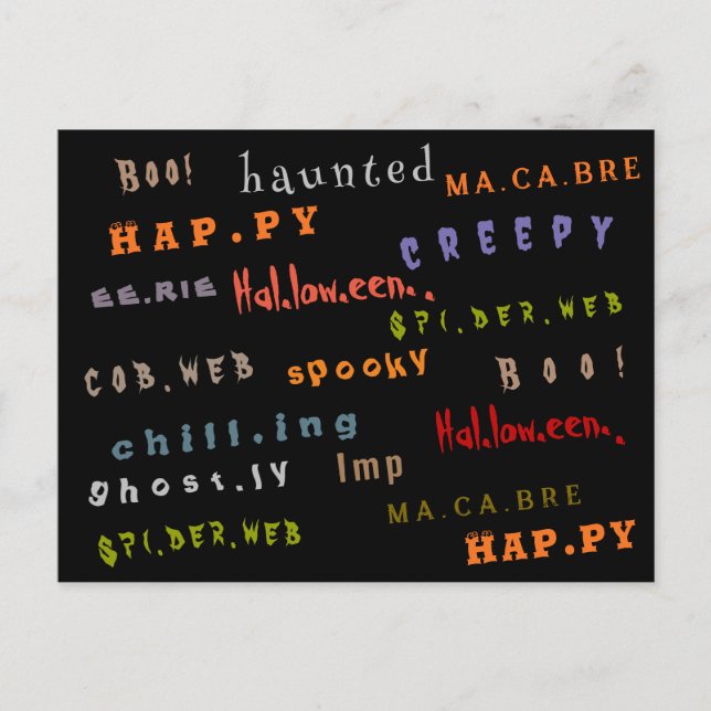 Spaß und farbenfrohe Weihnachtstypografie Hallowee Postkarte (Vorderseite)