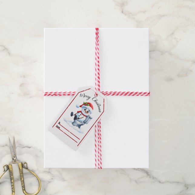 Spaß und festliche Weihnachtsfeier mit einem Schne Geschenkanhänger (Mit Garn)