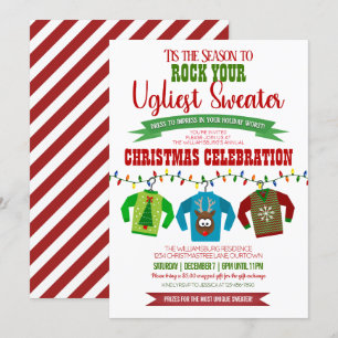 Spaß und festliches Ugly Christmas Sweater Party Einladung