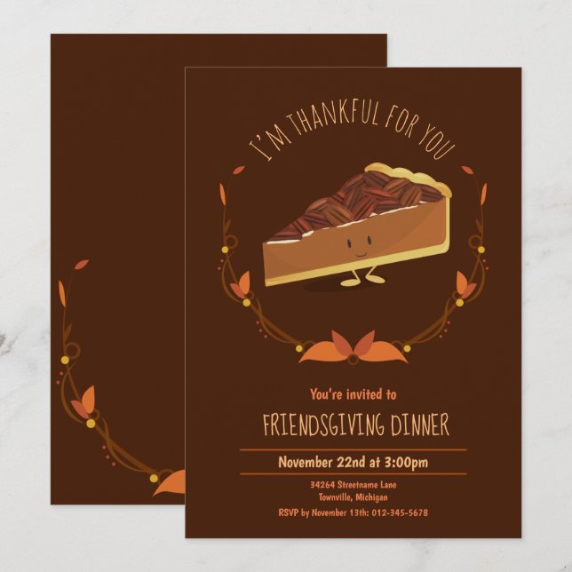 Spaß und Freundlichkeit Pecan Pie Holiday Einladun Einladung (Vorne/Hinten)