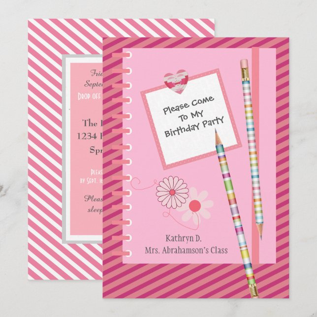 Spaß und Hübscher Klassenkamerad/Schule Einladung  (Vorne/Hinten)