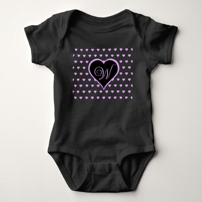 Spaß und Kokette rosa Herzen Personalisiert Baby Strampler (Vorderseite)