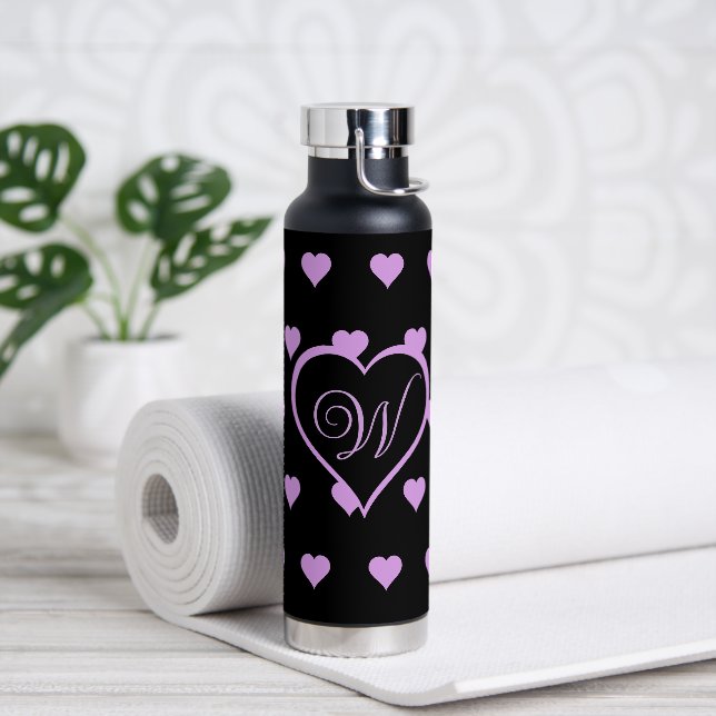 Spaß und Kokette rosa Herzen Personalisiert Trinkflasche (Yoga)