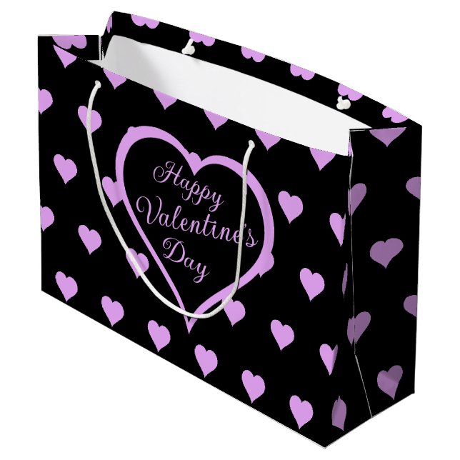 Spaß und Kokette rosa Herzen Valentine Große Geschenktüte (Rückseite Schrägansicht)