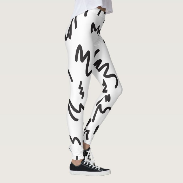 Spaß und modernes Schwarz-Weiß Leggings (Rechts)