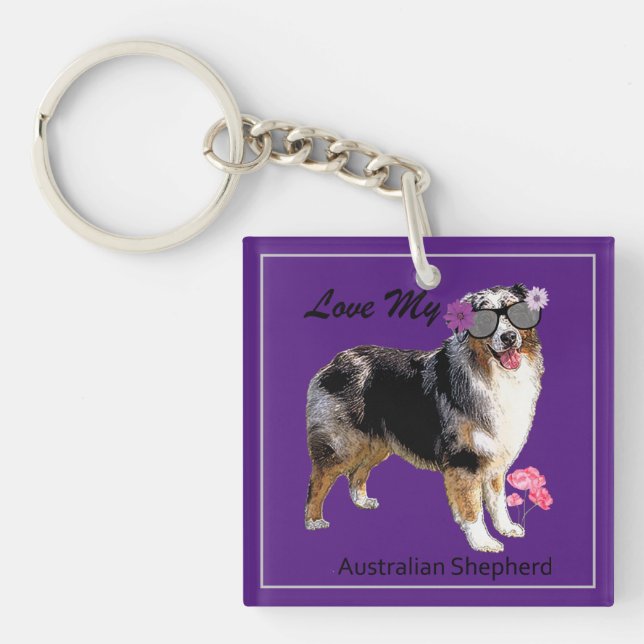 Spaß und Niedliche Liebe Meine Aussie Schlüsselanhänger (Vorderseite)