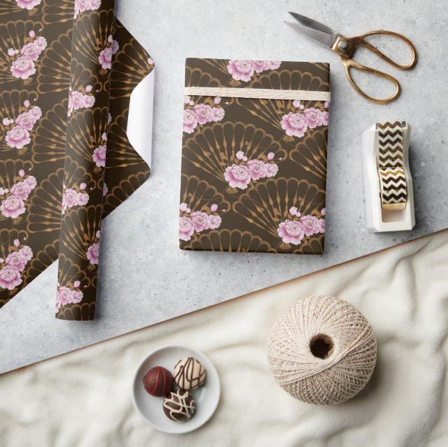 Spaß und Rose im japanischen Stil Geschenkpapier (Kunsthandwerk)