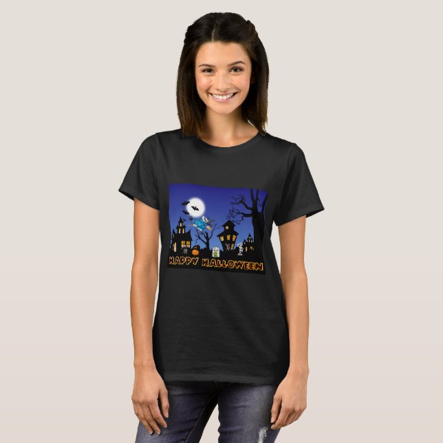 Spaß und Spooky Chihuahua Halloween T-Shirt (Vorne ganz)