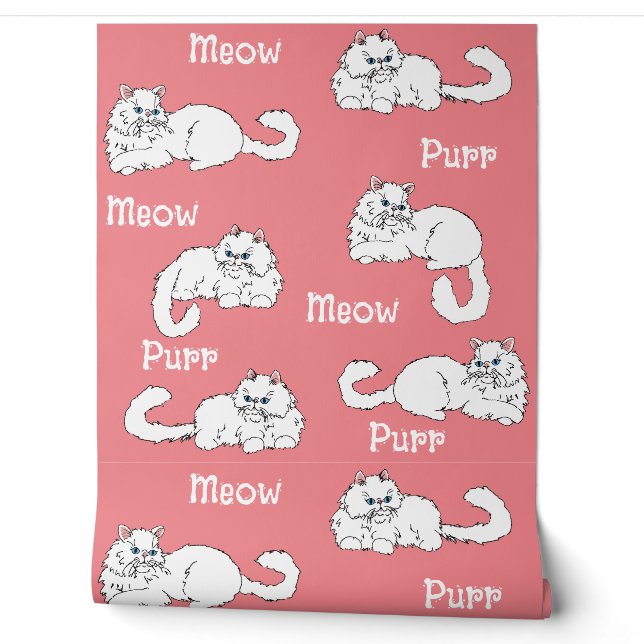 Spaß und Whimsical Persische Katzen auf rosa Tapete (Abrollen)