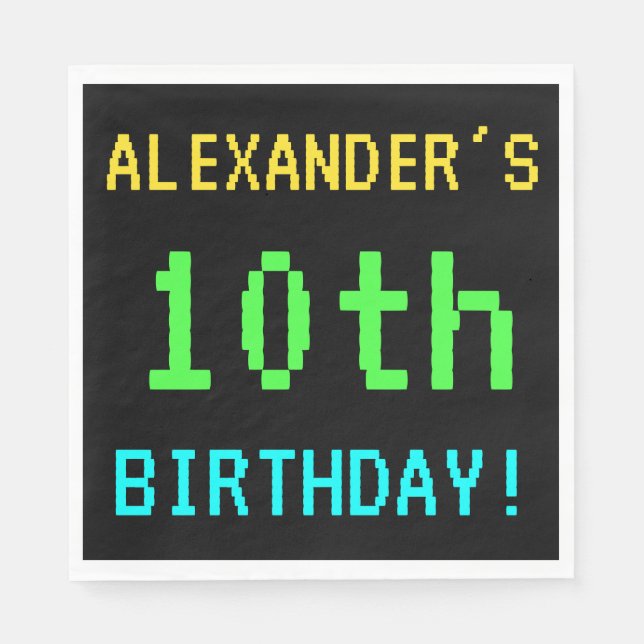Spaß Vintag/Retro Videospiel Schauen 10. Geburtsta Serviette (Vorderseite)