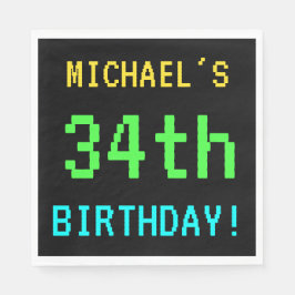 Spaß Vintag/Retro Videospiel Schauen 34. Geburtsta Serviette