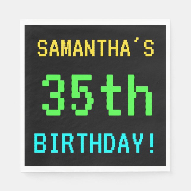 Spaß Vintag/Retro Videospiel Schauen 35. Geburtsta Serviette (Vorderseite)