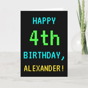 Spaß Vintag/Retro Videospiel Schauen 4. Geburtstag Karte