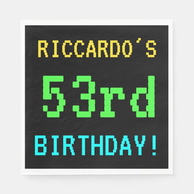 Spaß Vintag/Retro Videospiel Schauen 53. Geburtsta Serviette (Vorderseite)