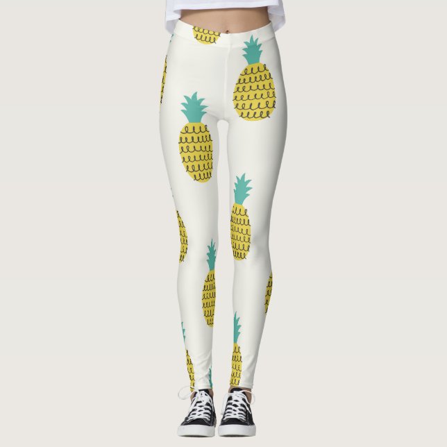 Spaß Vintage Ananas Nahtlose Illustration. Leggings (Vorderseite)