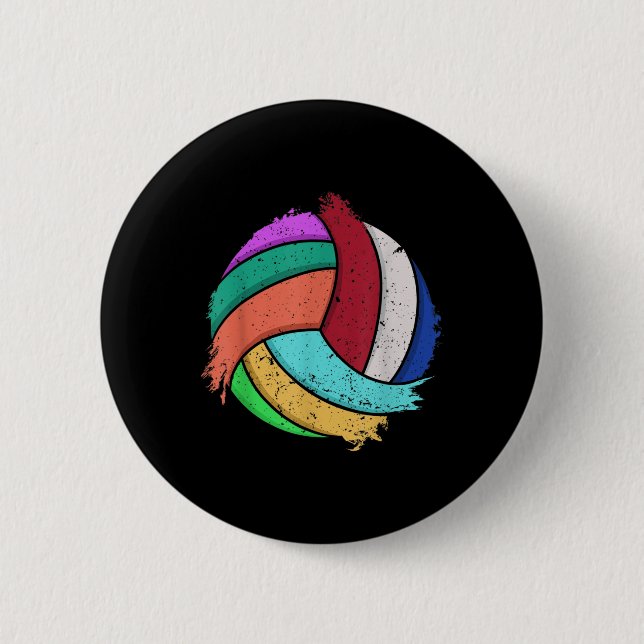 Spaß Volleyball Kunst für Jungen Mädchen Frauen Vo Button (Vorderseite)
